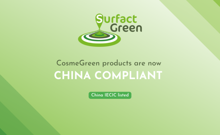 Read more about the article SurfactGreen’s CosmeGreen products are now China Compliant !